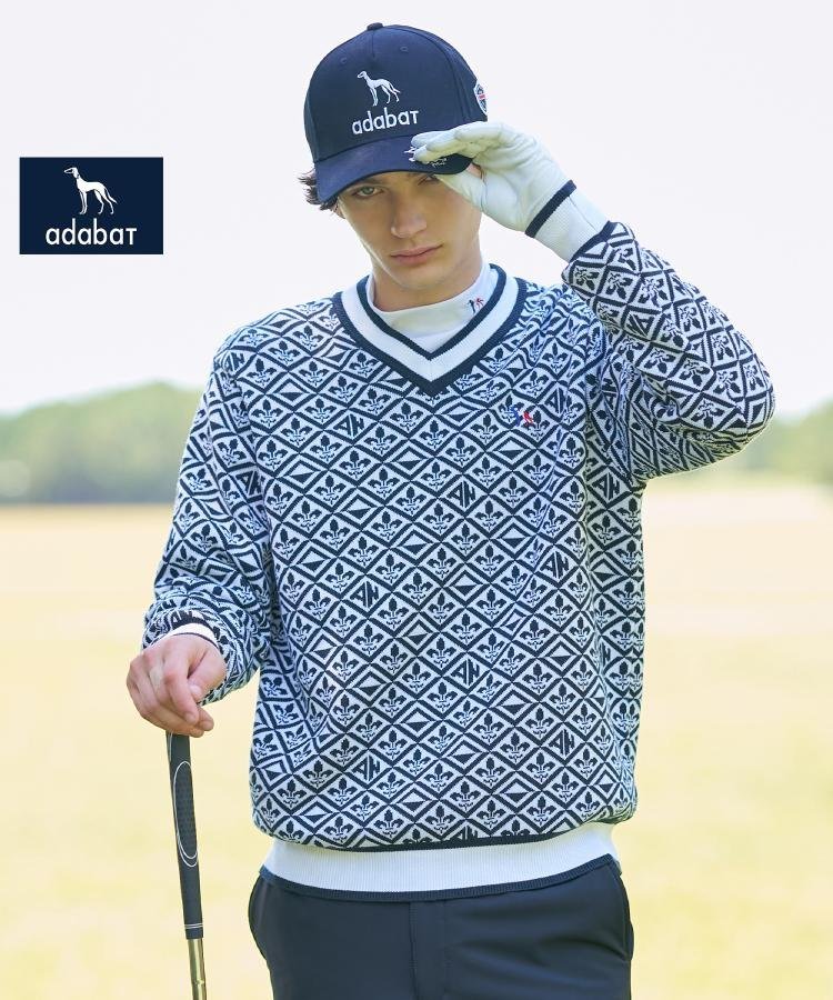 adabat 【新レーベル ADABAT NAVY】フルールドリスVネックニット アダバット トップス ニット ブラック ホワイト【送料無料】