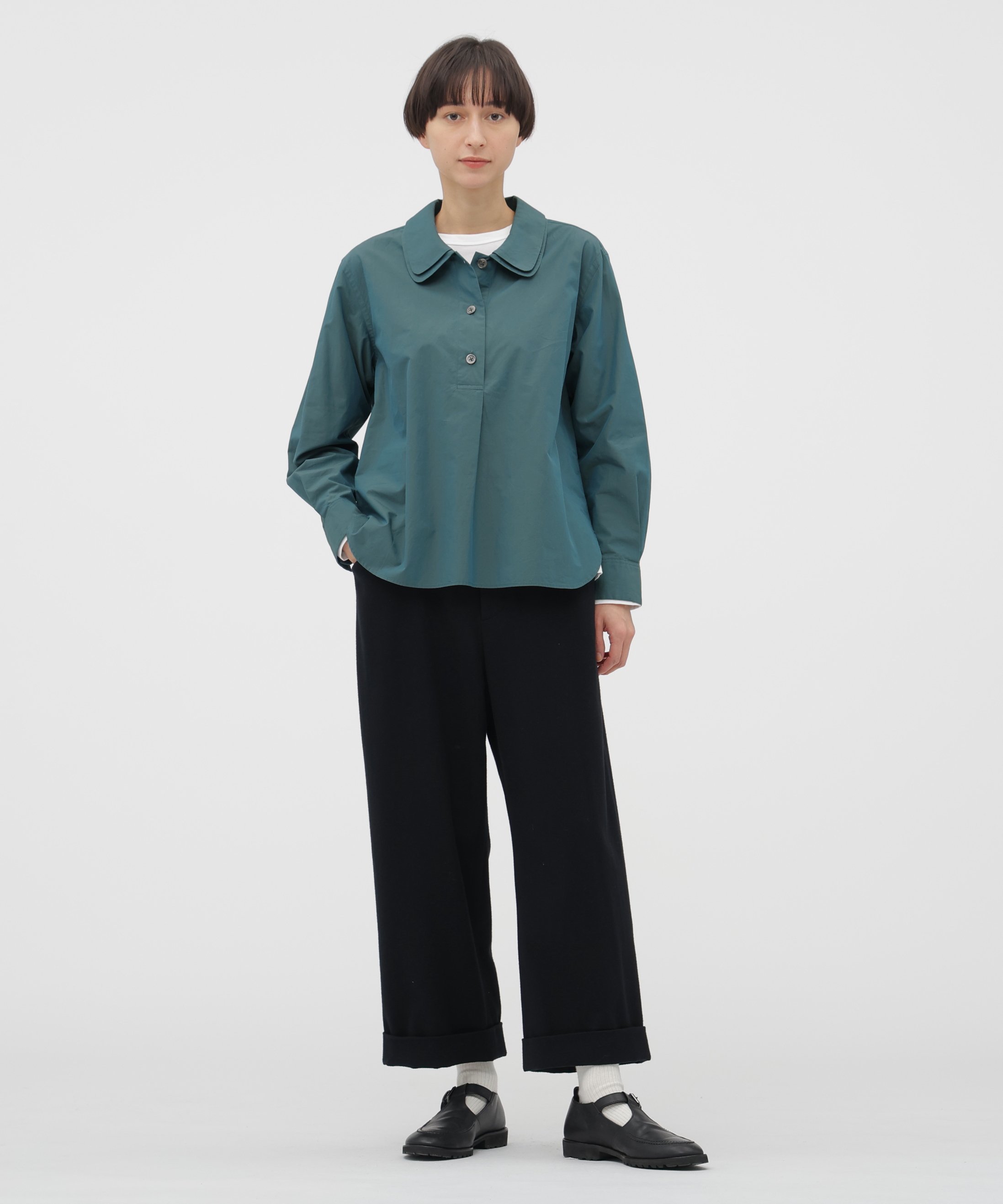 MARGARET HOWELL CHAMBRAY COTTON POPLIN SHIRT マーガレット・ハウエル トップス シャツ・ブラウス グリーン