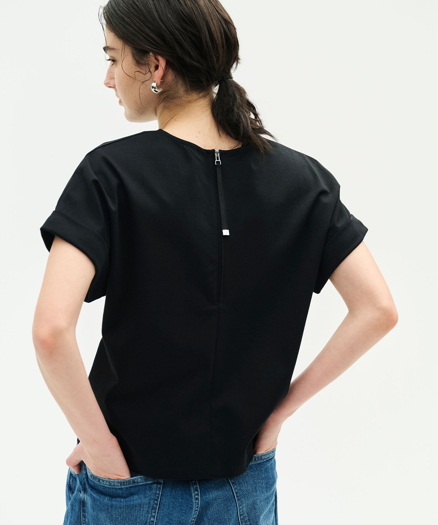 N.O.R.C バックジップTシャツ【CLEAN MOTION】 ノーク トップス カットソー・Tシャツ ブラック ホワイト