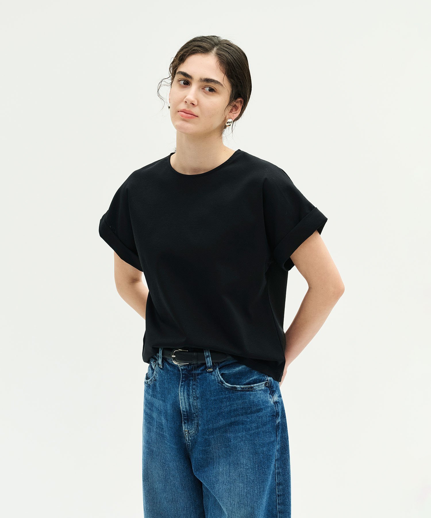 N.O.R.C バックジップTシャツ【CLEAN MOTION】 ノーク トップス カットソー・Tシャツ ブラック ホワイト