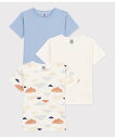 PETIT BATEAU（プチバトー）半袖Tシャツ3枚組アイコニックなミラレボーダー、愛らしい雲のプリント、清潔感あるホワイトで揃えた半袖Tシャツ3枚セットです。第二の肌と呼ばれるほど心地よい肌触りの1x1リブ編みコットン素材を使用。一枚でもインナーとしても活躍してくれます。何枚あっても嬉しいアイテムはギフトにもおすすめです。型番：A0714B-00-100 HE3195【採寸】サイズ着丈身幅袖丈6才 116cm43.5cm29.5cm12.2cm8才 128cm47.2cm31cm13cm10才 140cm50.7cm33cm13.8cm12才 152cm54.2cm35.5cm14.8cm商品のサイズについて【商品詳細】モロッコ素材：コットン100%サイズ：6才 116cm、8才 128cm、10才 140cm、12才 152cm※画面上と実物では多少色具合が異なって見える場合もございます。ご了承ください。商品のカラーについて 【予約商品について】 ※「先行予約販売中」「予約販売中」をご注文の際は予約商品についてをご確認ください。■重要なお知らせ※ 当店では、ギフト配送サービス及びラッピングサービスを行っておりません。ご注文者様とお届け先が違う場合でも、タグ（値札）付「納品書 兼 返品連絡票」同梱の状態でお送り致しますのでご了承ください。 ラッピング・ギフト配送について※ 2点以上ご購入の場合、全ての商品が揃い次第一括でのお届けとなります。お届け予定日の異なる商品をお買い上げの場合はご注意下さい。お急ぎの商品がございましたら分けてご購入いただきますようお願い致します。発送について ※ 買い物カートに入れるだけでは在庫確保されませんのでお早めに購入手続きをしてください。当店では在庫を複数サイトで共有しているため、同時にご注文があった場合、売切れとなってしまう事がございます。お手数ですが、ご注文後に当店からお送りする「ご注文内容の確認メール」をご確認ください。ご注文の確定について ※ Rakuten Fashionの商品ページに記載しているメーカー希望小売価格は、楽天市場「商品価格ナビ」に登録されている価格に準じています。 商品の価格についてPETIT BATEAUPETIT BATEAUのその他のインナー・ルームウェアインナー・ルームウェアご注文・お届けについて発送ガイドラッピンググッズ3,980円以上送料無料ご利用ガイド