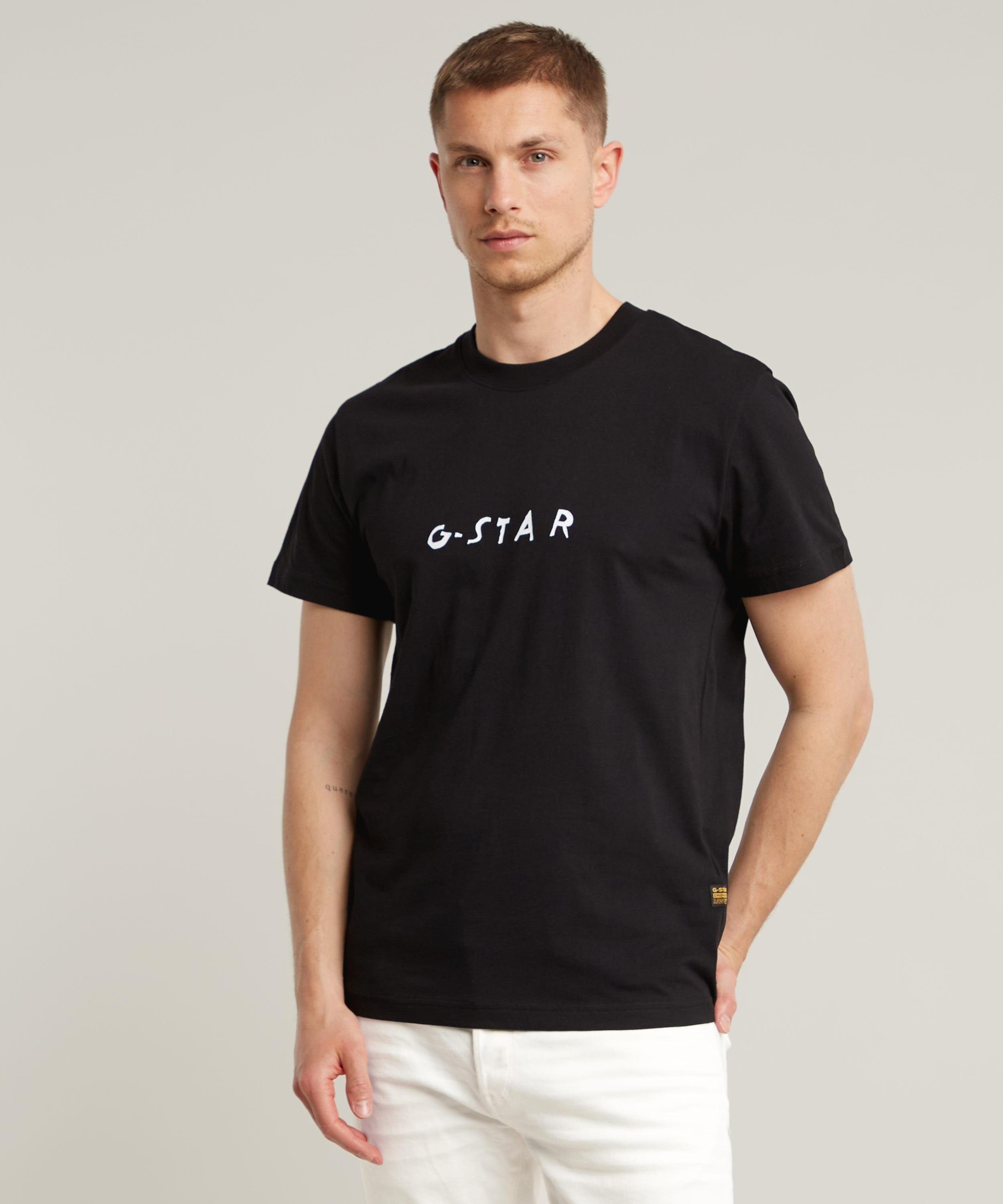 【公式ショップ】HANDWRITING BACK PRINT T-SHIRT/バックプリントグラフィックロゴTシャツ ジースターロゥ トップス カットソー・Tシャツ ブラック