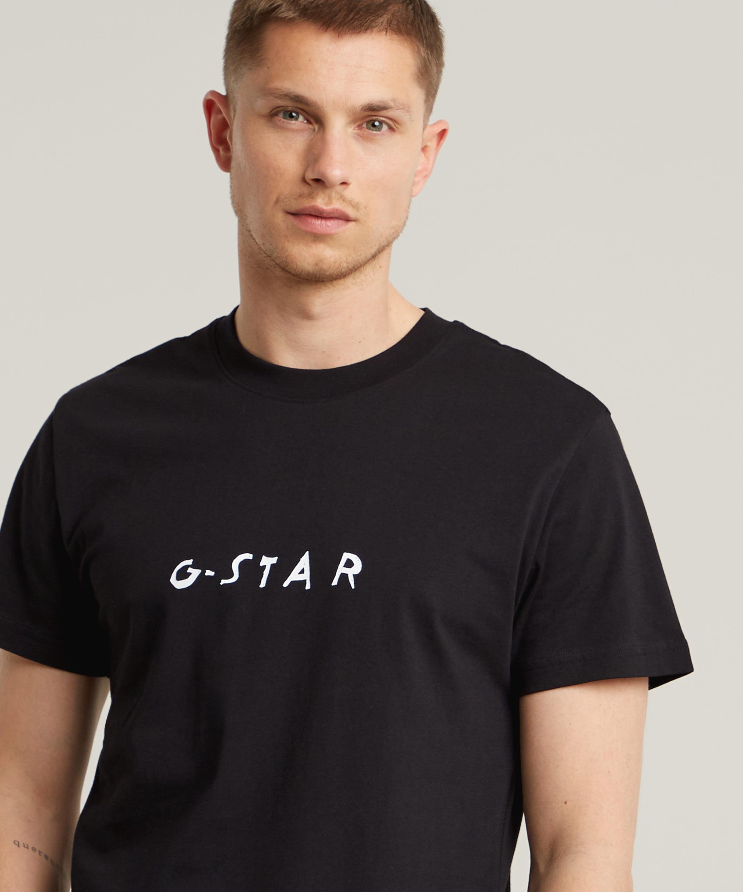 【公式ショップ】HANDWRITING BACK PRINT T-SHIRT/バックプリントグラフィックロゴTシャツ ジースターロゥ トップス カットソー・Tシャツ ブラック