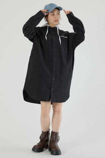 RODEO CROWNS WIDE BOWL フード付きロゴシャツワンピース ロデオクラウンズワイドボウル ワンピース・ドレス ワンピース ブラック カーキグリーン【送料無料】 RODEO CROWNS WIDE BOWL フード付きロゴシャツワンピース ロデオクラウンズワイドボウル ワンピース・ドレス ワンピース ブラック カーキグリーン【送料無料】