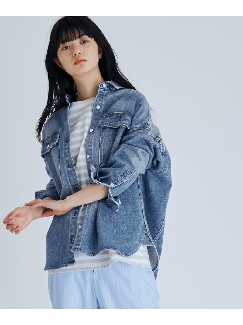 ADAM ET ROPE' FEMME 【Healthy DENIM】別注Almond Denim Shirts アダムエロペ トップス シャツ・ブラウス ブルー【送料無料】のサムネイル