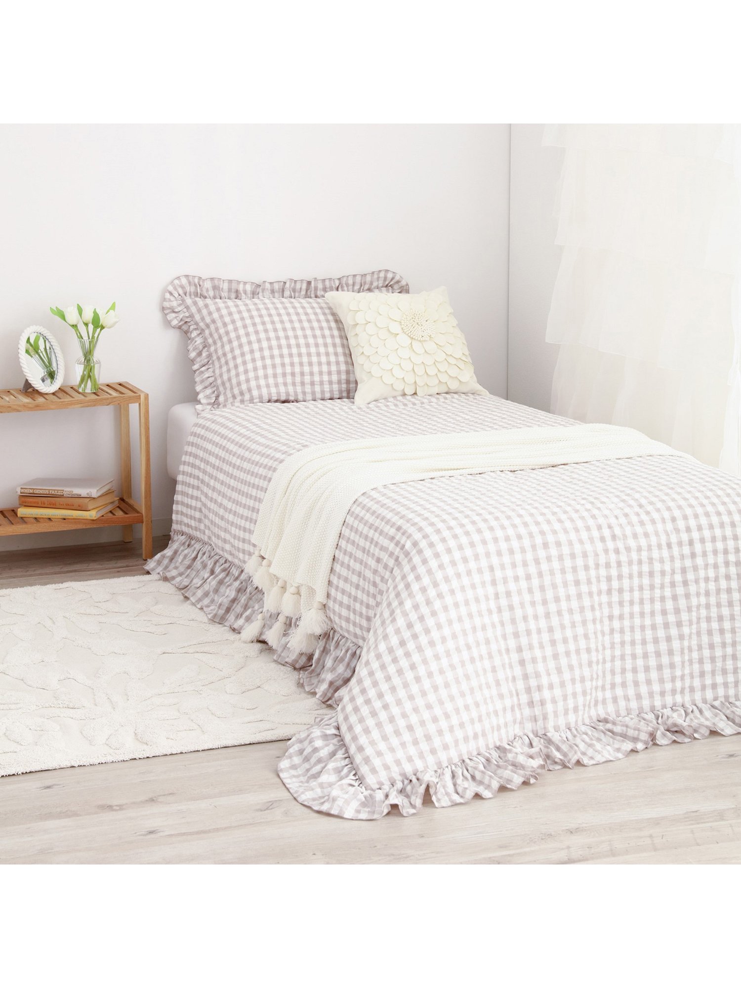 フリルチェック 掛け布団カバー ダブル