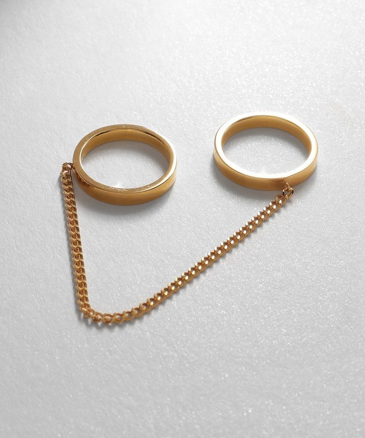 COCOSHNIK ONKITSCH シルバー ドレープチェーン ダブルストレートリング GP ココシュニック オンキッチュ アクセサリー・腕時計 リング・指輪 ゴールド【送料無料】