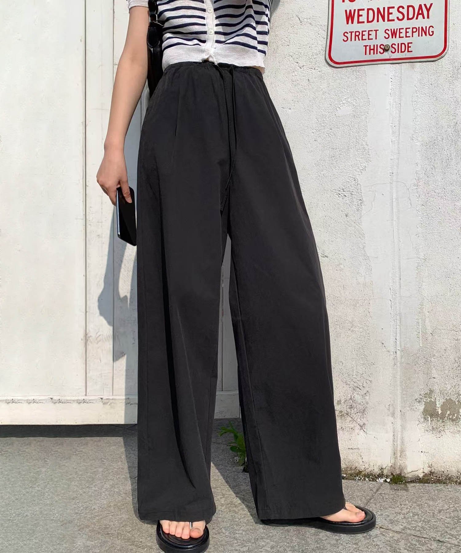 【DECADE CLASSIC】コットンワイドストレートパンツ ディケイドクラシック パンツ その他のパンツ ブラック ホワイト