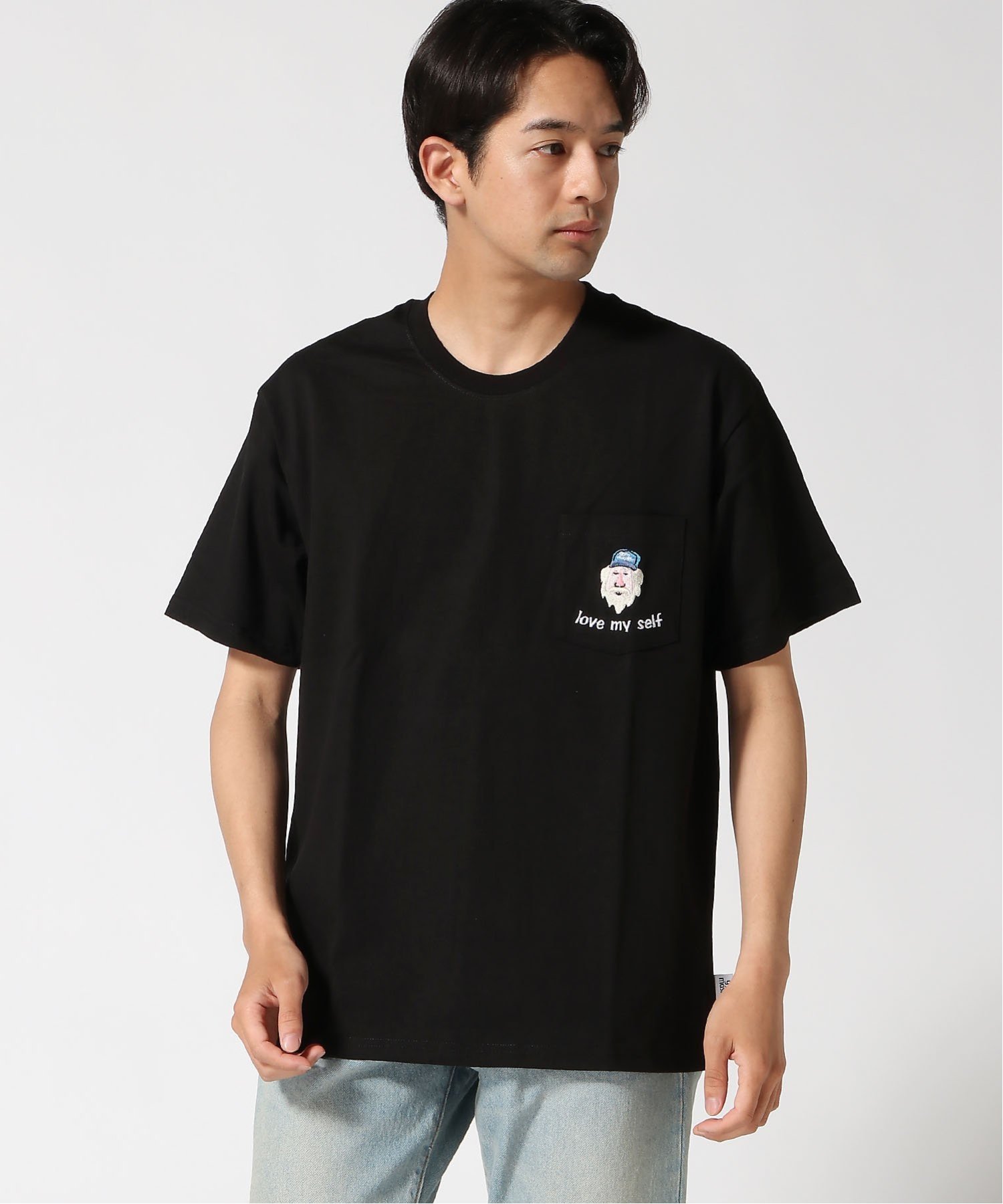 gym master gym master/(U)7.4oz love my self刺繍ポケットTee ジムマスター トップス カットソー・Tシャツ ホワイト ベージュ ブラック ブルー