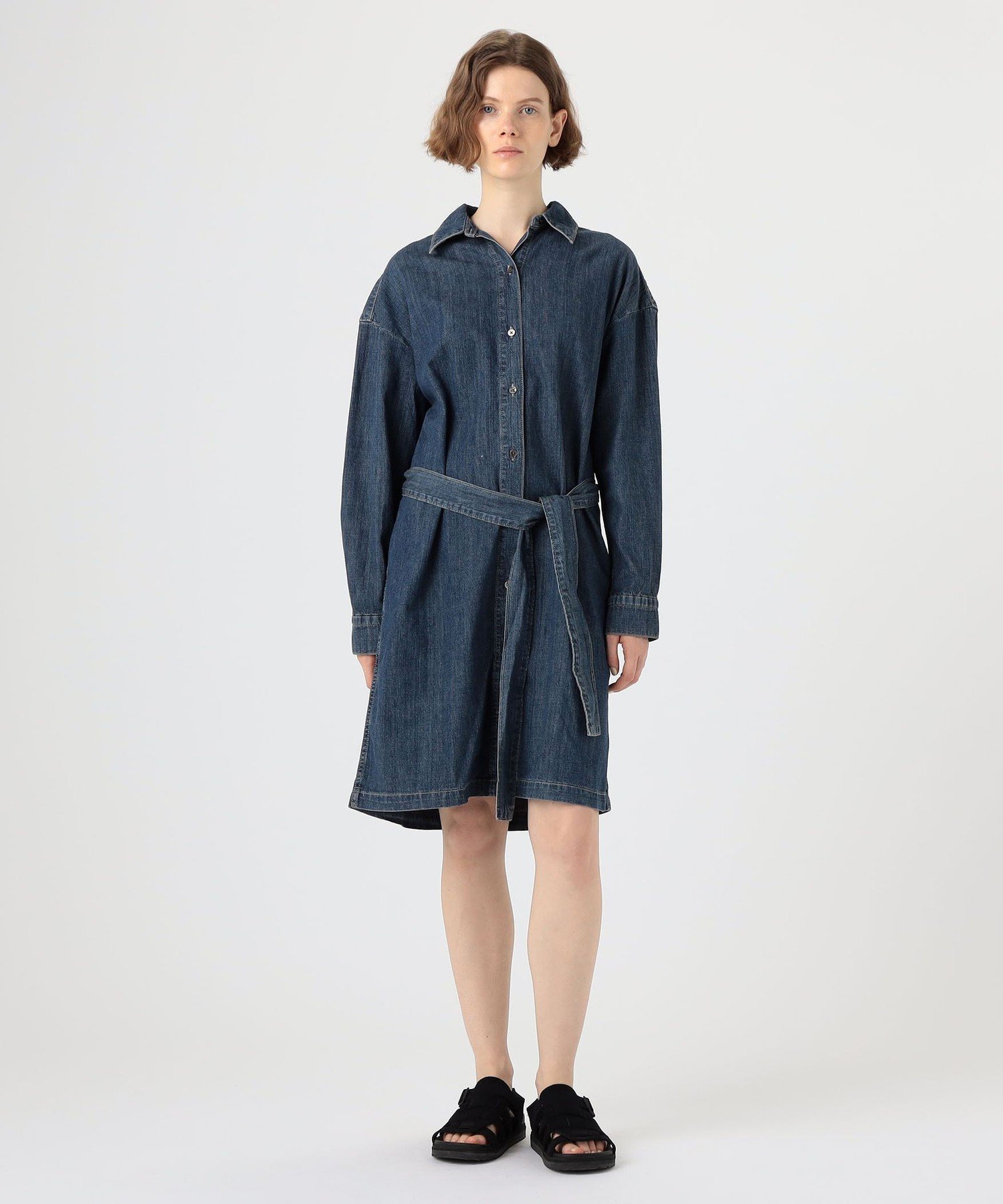 JAMES PERSE コットンデニム ベルテッドシャツワンピース WCID6947 トゥモローランド ワンピース・ドレス シャツワンピース ネイビー【送料無料】