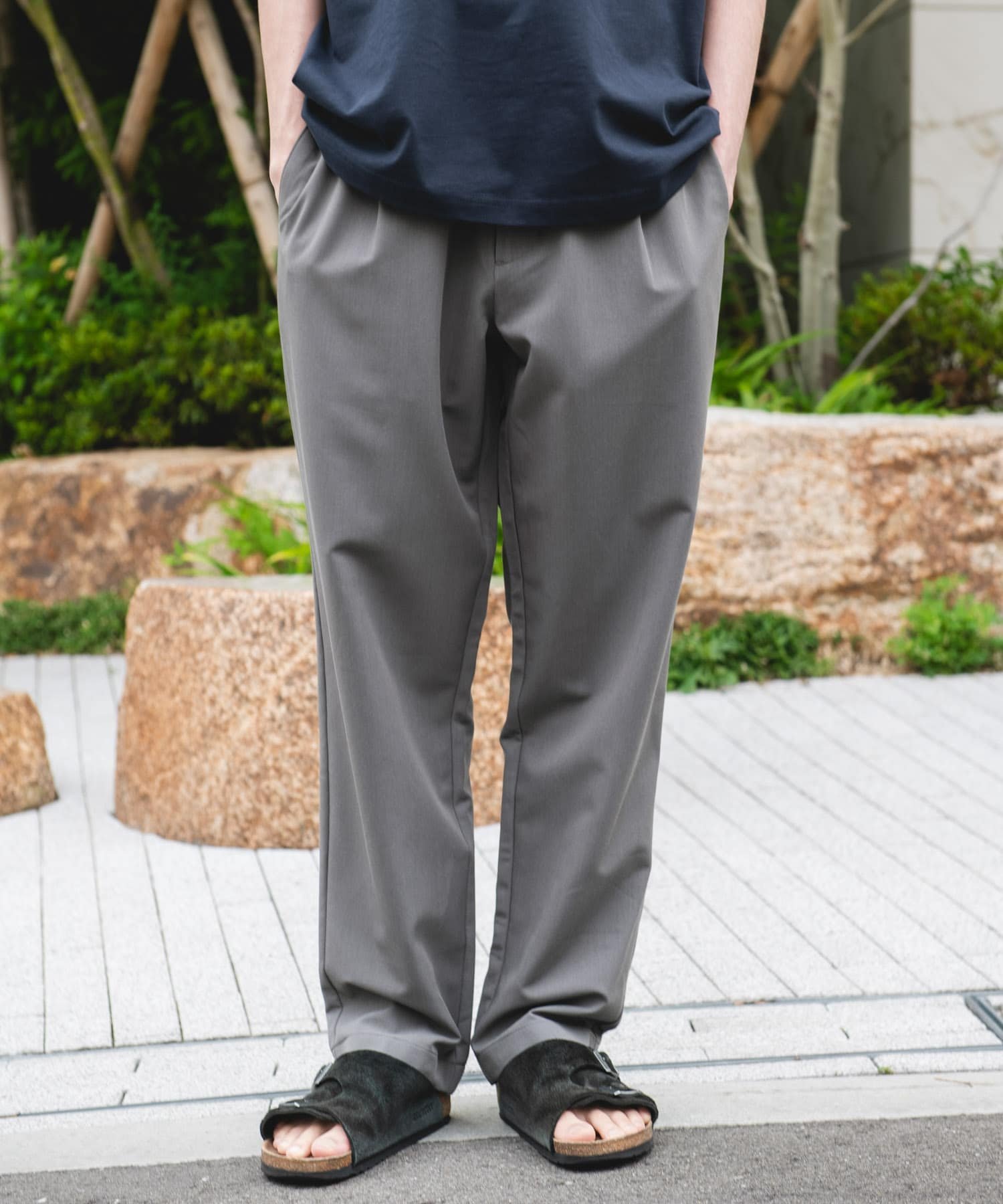サマーウールライクイージートラウザー アーバンリサーチドアーズ パンツ その他のパンツ ブラック ブラウン グレー