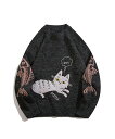 【SALE/15%OFF】HOOK HOOK/(U)【HOOK】個性派・かわいい猫とサカナ刺繍ニットセーター アイモハ トップス ニット グレー ブラック ブル...