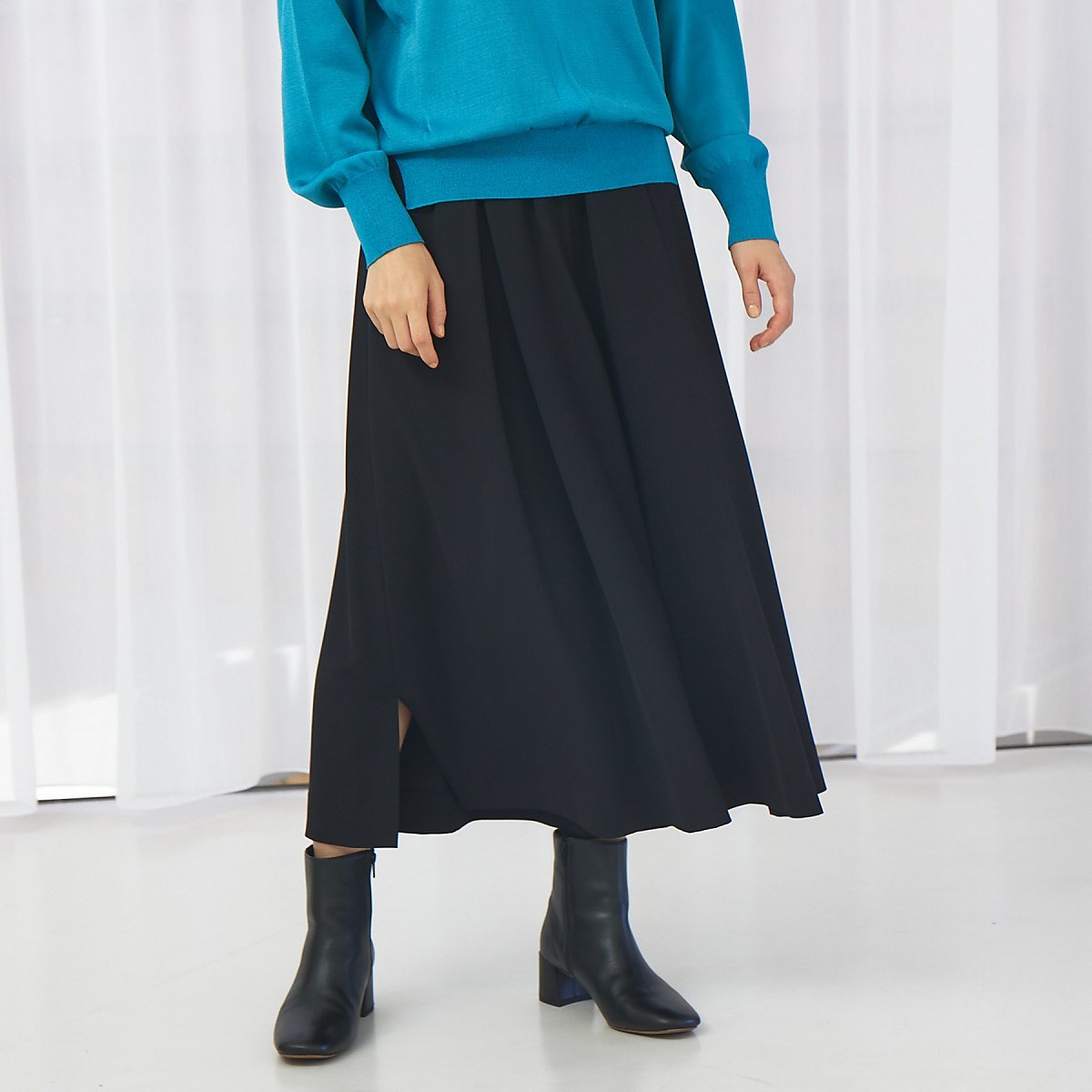 qualite タックフレアパンツ カリテ パンツ その他のパンツ ピンク ブラック