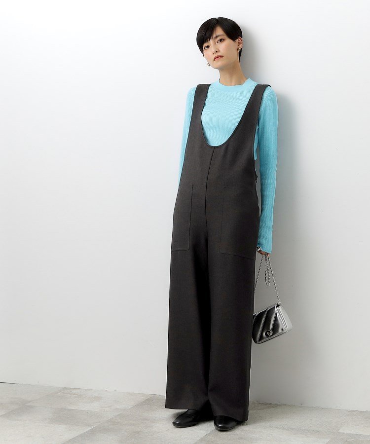 【SALE／40%OFF】OPAQUE.CLIP ビッグポケットサロペット【洗濯機洗い可】 オペークドットクリップ オールインワン・オーバーオール オーバーオール・サロペット グレー ブラック【送料無料】のサムネイル