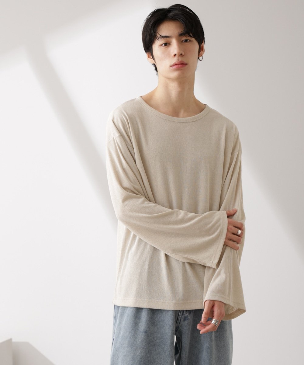 【SALE／40%OFF】NANO universe WEB限定/セミシアークルーネックプルオーバー 長袖 ナノユニバース トップス カットソー・Tシャツ ベージュ グレー ブラック【送料無料】