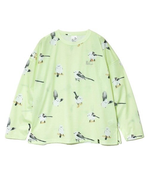 ガラガラロングスリーブTEE (WOMENS) ゴースローキャラバン トップス カットソー・Tシャツ ブラック グリーン