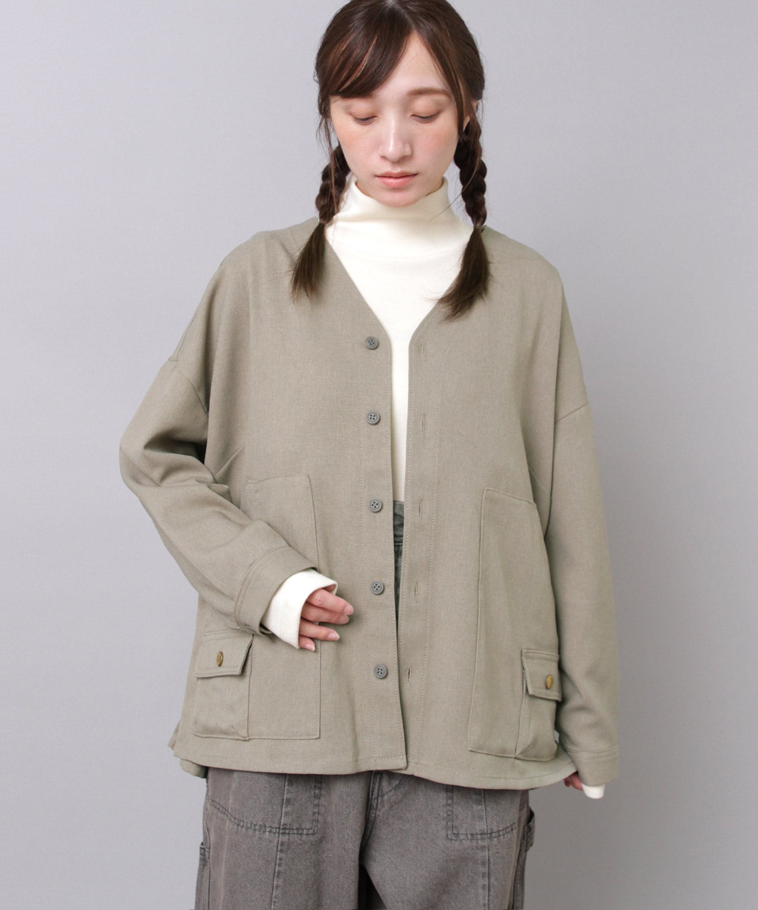 URCH RNA B2927 F.ワークのウールライクシャツジャケット アールエヌエーエヌ ジャケット・アウター そ..