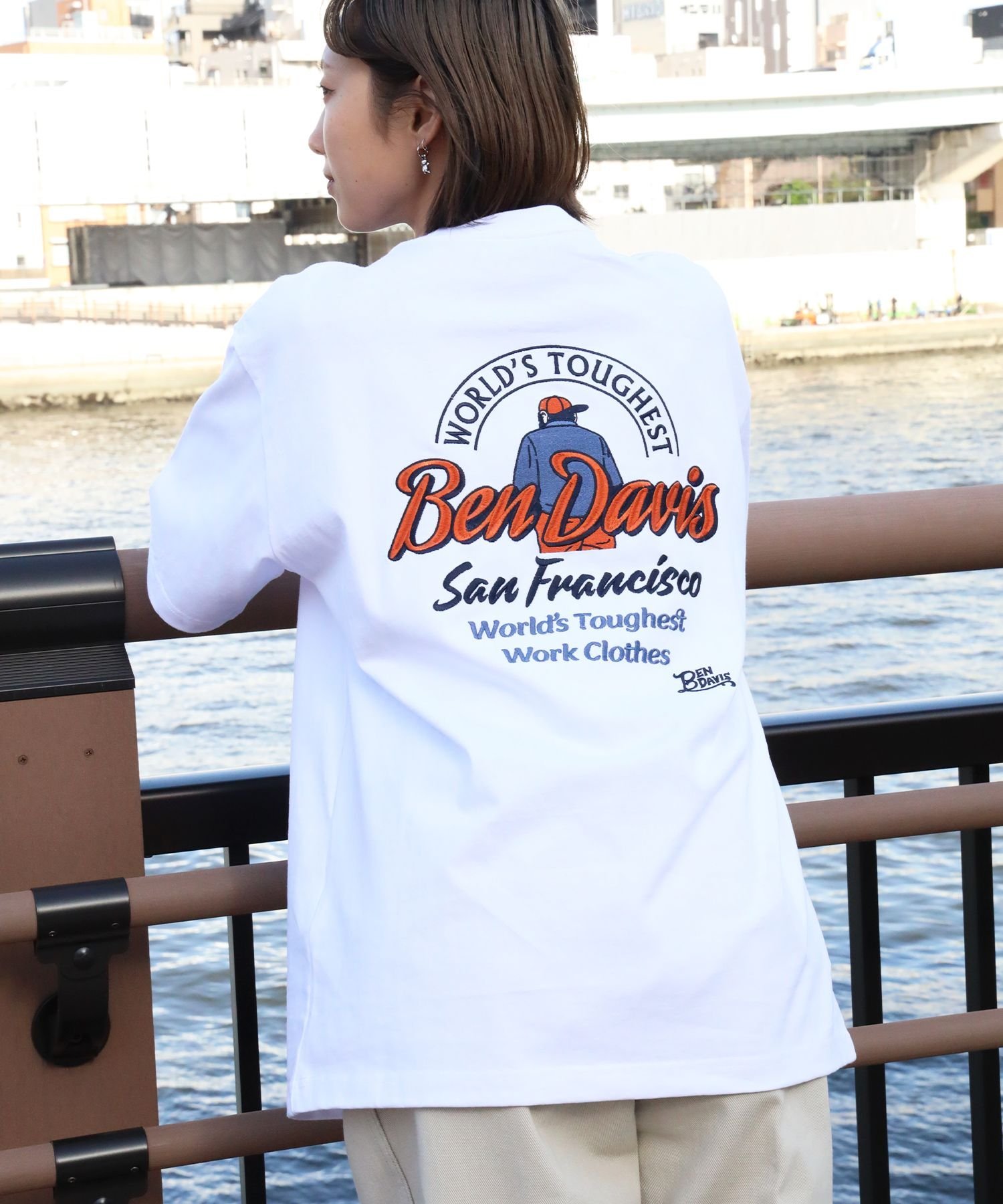 BEN DAVIS / WHITE LABEL 【BEN DAVIS(ベンデイビス)】BD LABEL EMB TEE / Tシャツ クルーネック ワンポイント シンプル ユニセックス ナバル トップス カットソー・Tシャツ グレー グリーン ホワイト【送料無料】