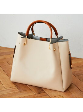 MONO COMME CA <5way/A4対応> フェイクレザー ポーチ付き バッグ コムサイズム バッグ ハンドバッグ ブラック ベージュ【送料無料】