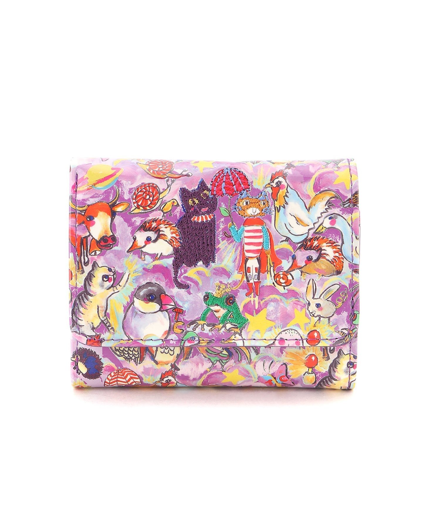 ツモリチサト 三つ折り財布 レディース tsumori chisato CARRY 森のどうぶつたち 三つ折り財布 ツモリチサト キャリー 財布・ポーチ・ケース 財布 パープル ブラック【送料無料】