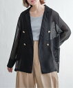 【SALE/10%OFF】notch. 麻タッチシアーダブルテーラージャケット ノッチ ジャケット・アウター その他のジャケット・アウター ブラック ブラウン【...