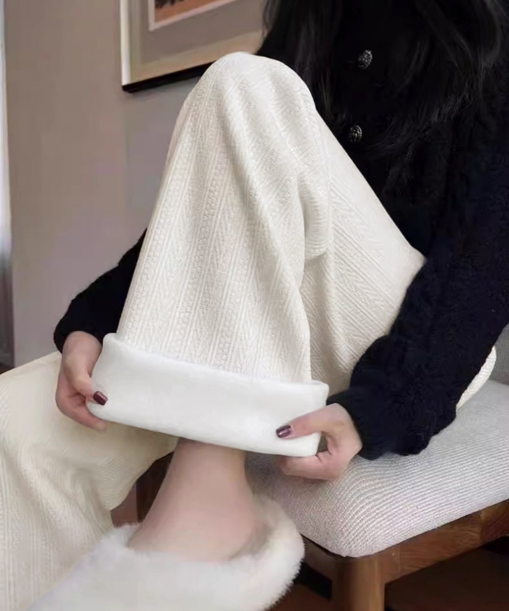 【SALE／35%OFF】miniministore 裏起毛ワイドパンツ あったかニットパンツ ミニミニストア パンツ ジーンズ・デニムパンツ ピンク ブラウン ブラック ホワイト