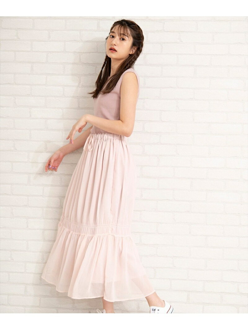 【SALE／70%OFF】Swingle 楊柳ドッキングノースリーブワンピース スウィングル ワンピース・ドレス その他のワンピース・ドレス ピンク グリーン ブラック【送料無料】のサムネイル