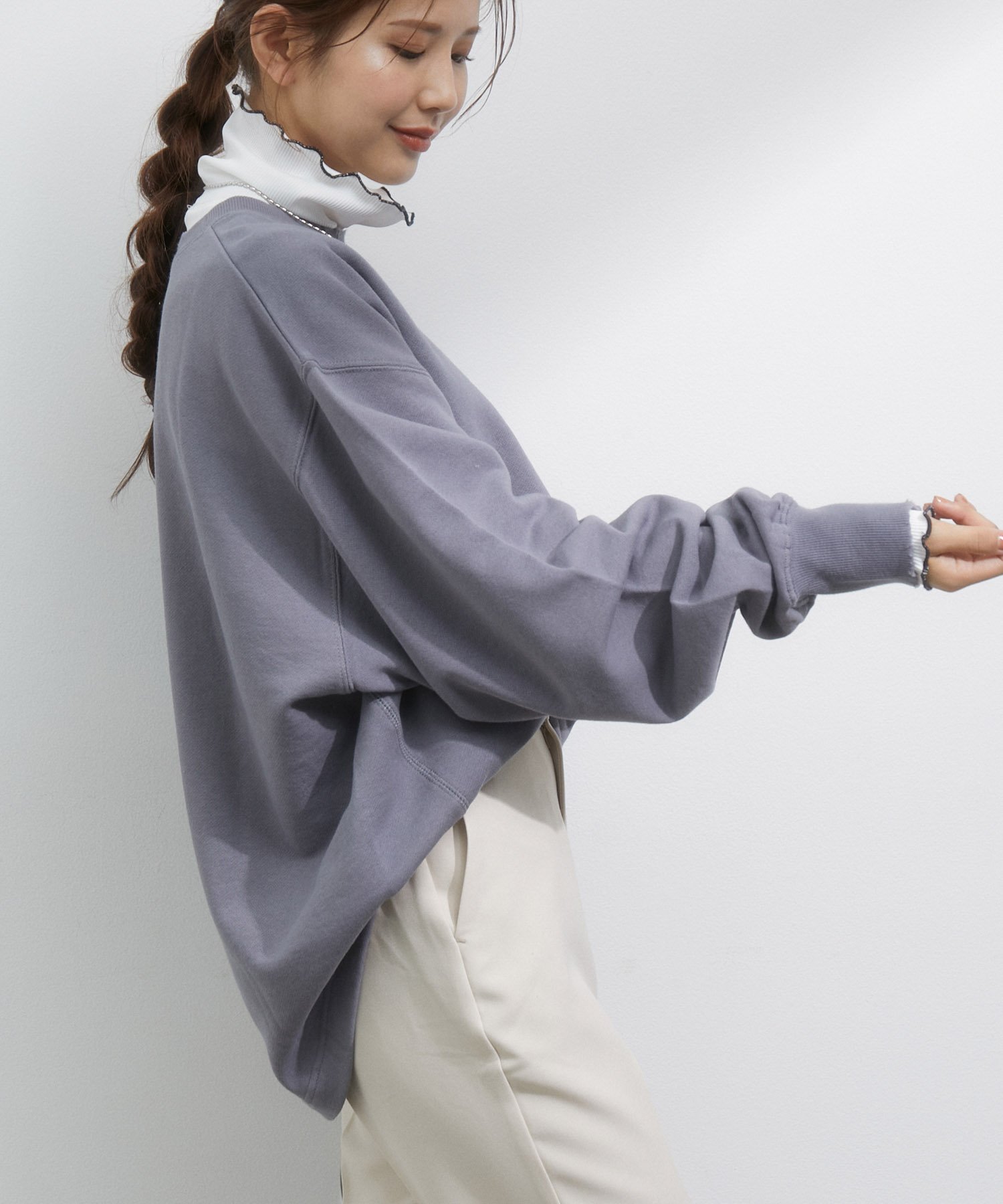 【SALE／30%OFF】vis-a-vis 【WEB限定】こなれダメージ加工裏毛プルオーバー ビス トップス スウェット・トレーナー グリーン ブラック ベージュのサムネイル