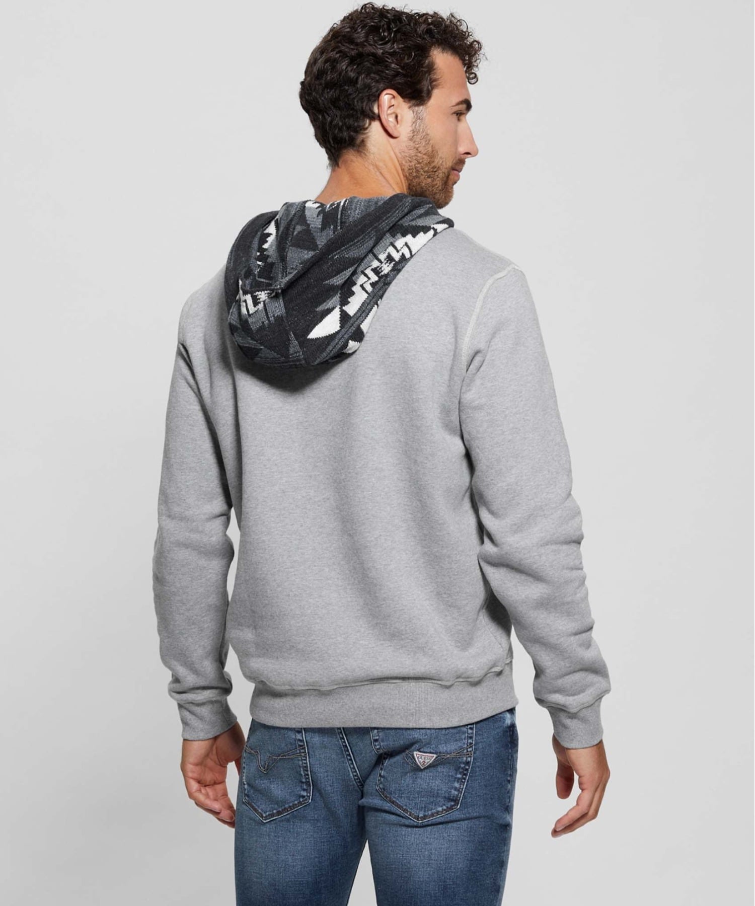 GUESS パーカー (M)CONTRAST Hoodie Sweatshirt ゲス トップス パーカー・フーディー グレー