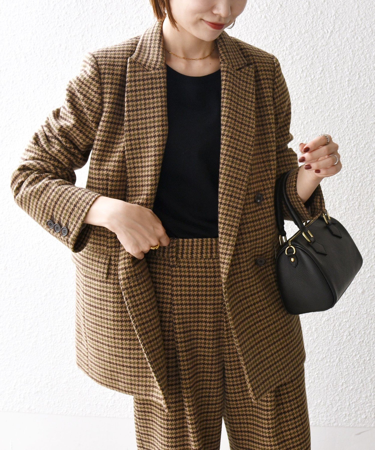 【SALE／30%OFF】SHIPS any SHIPS any: cafissi ハウンドトゥース ダブル ブレスト ジャケット シップス ジャケット・アウター テーラードジャケット・ブレザー ブラウン【送料無料】
