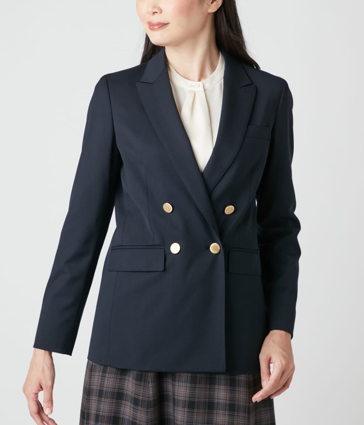 NEWYORKER WOMEN TWストレッチ ダブルブレストブレザー ニューヨーカー ジャケット・アウター テーラードジャケット・ブレザー ネイビー