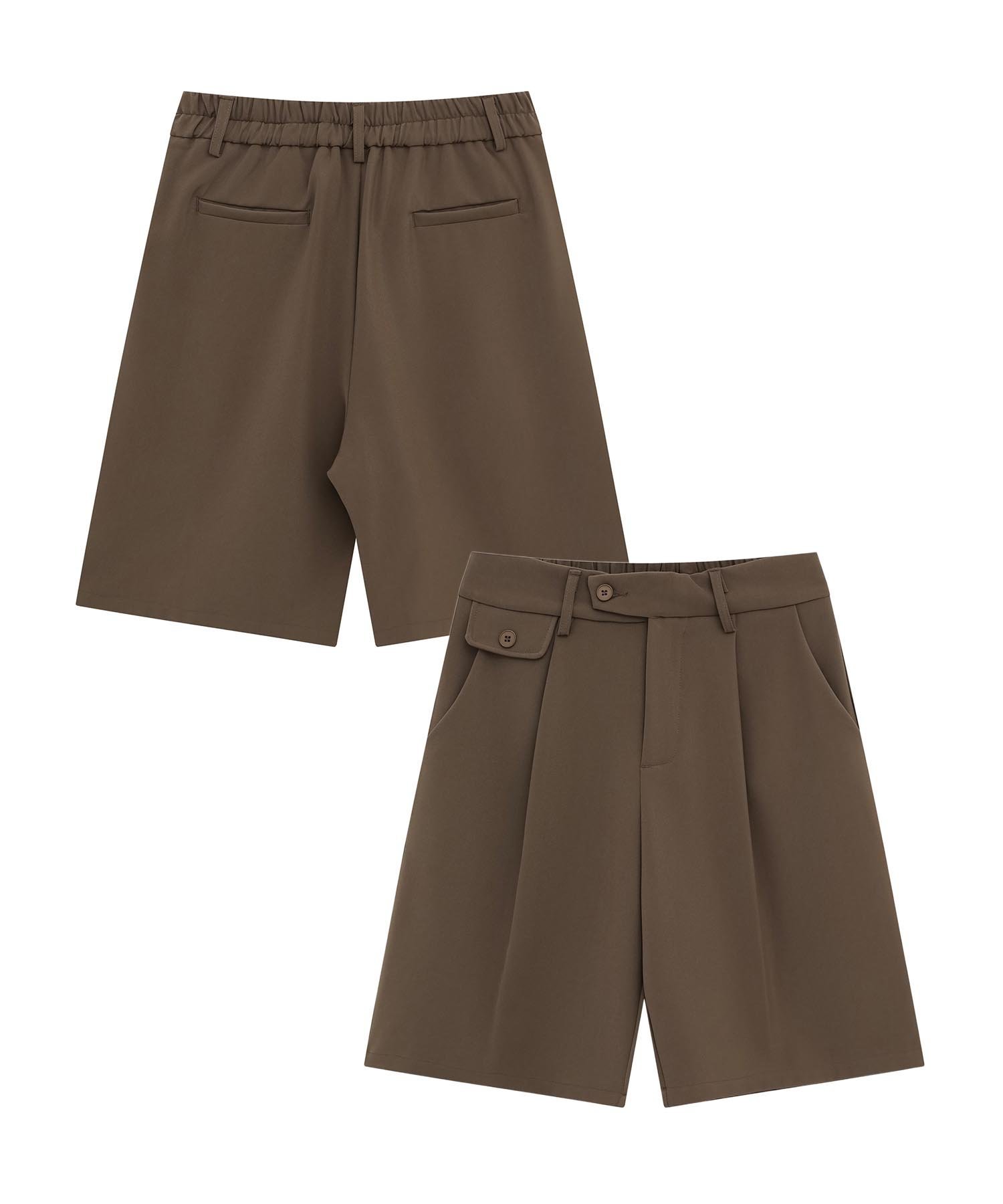 aimoha MEN/デコラティブボタンタックショートスラックスパンツ アイモハ パンツ スラックス・ドレスパンツ ベージュ ブラック