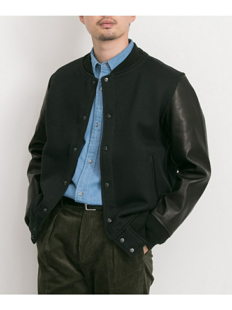 Freemans Sporting Club x Brown's Beach Varsity Jacket UF86-17Y023: Solid Black