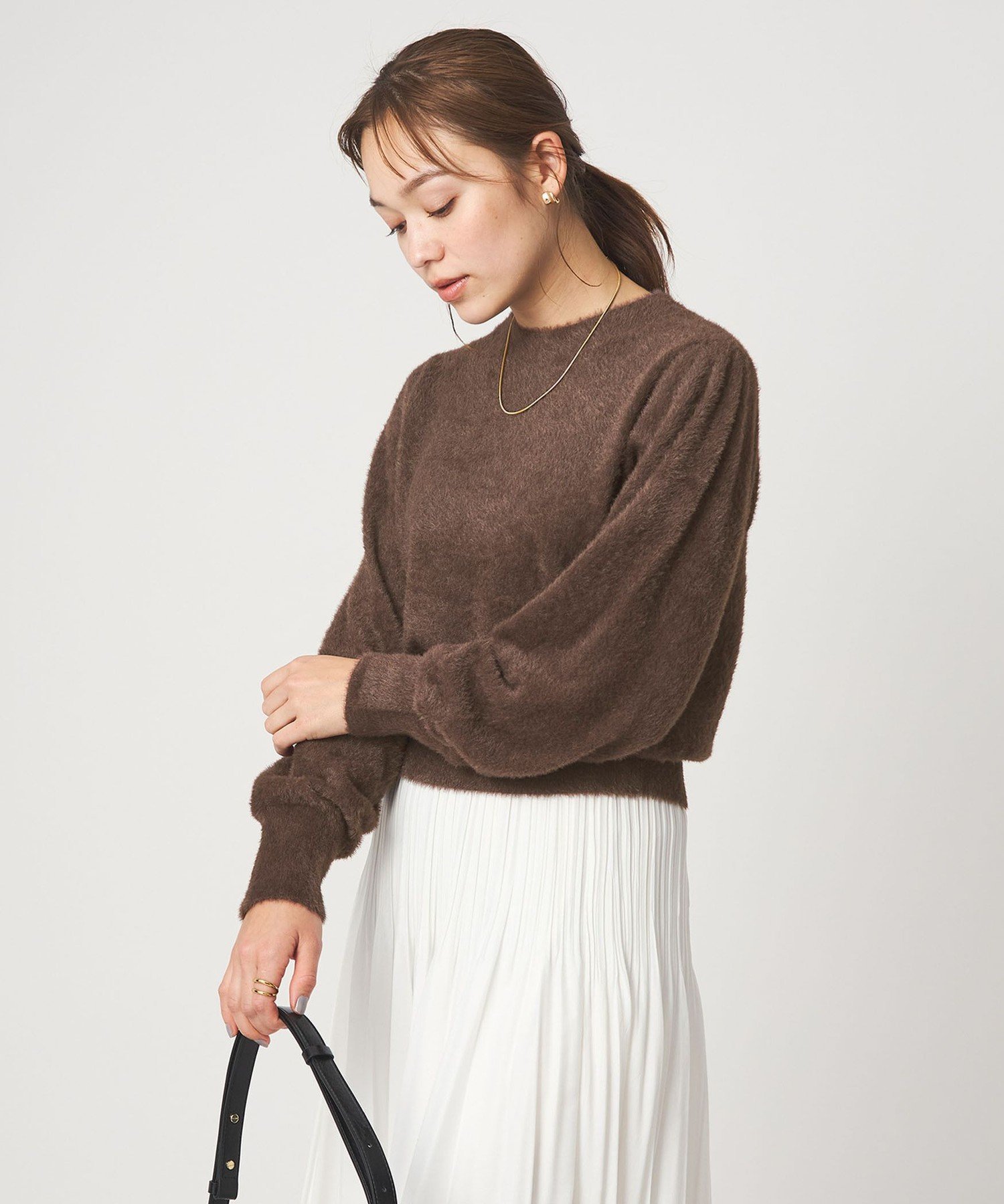 UNITED ARROWS green label relaxing フラッフ フェザーヤーン ロングスリーブ ニット プルオーバー ユナイテッドアローズ グリーンレーベルリラクシング トップス ニット ホワイト ブラック ブラウン イエロー【送料無料】のサムネイル