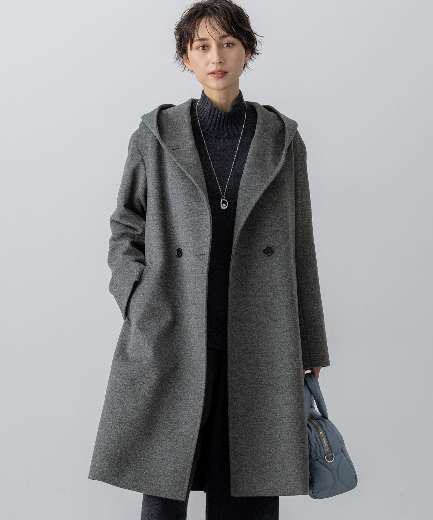 23区 ウールカシミヤビーバー フーデット コート ニジュウサンク ジャケット・アウター その他のジャケット・アウター グレー ベージュ ブラック【送料無料】のサムネイル