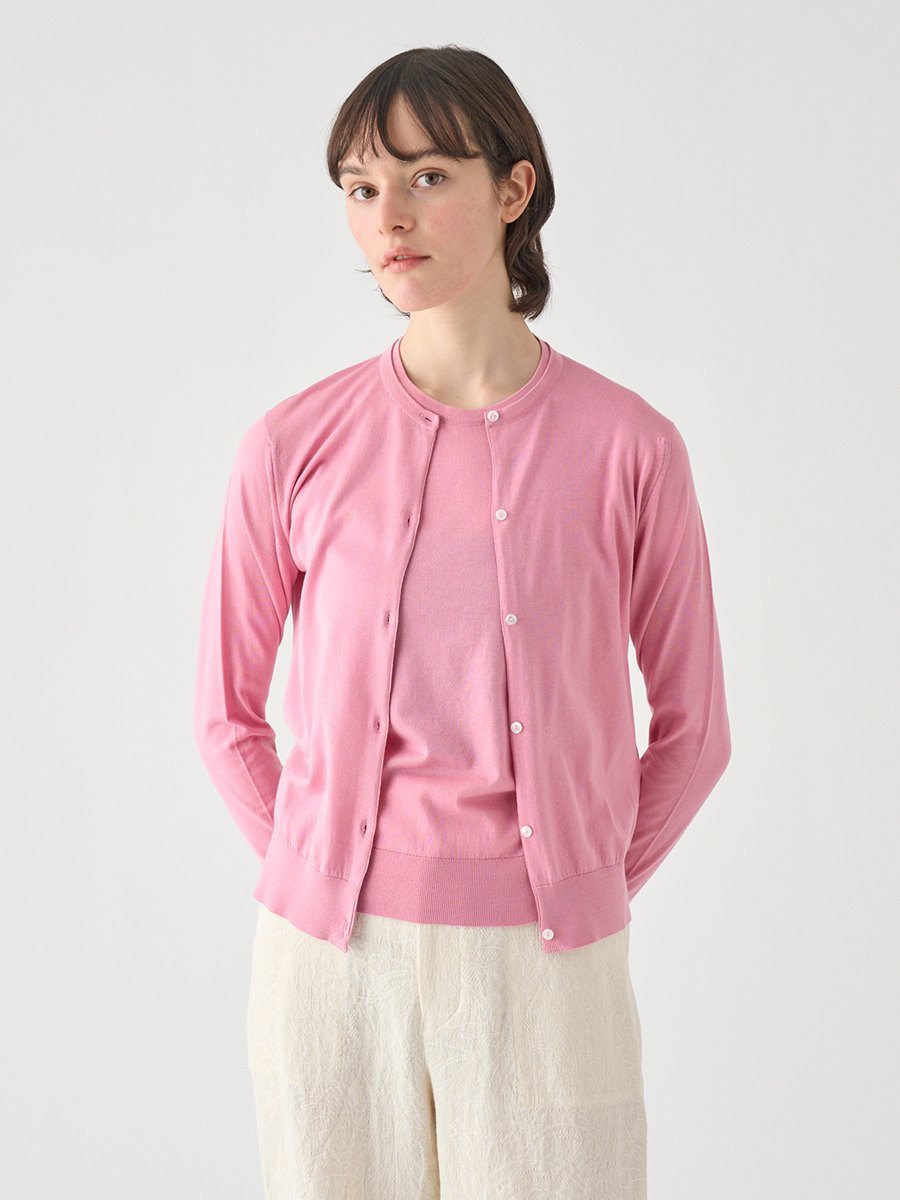 JOHN SMEDLEY 長袖コットンニットカーディガン ｜ ELINOR ｜ 30G MODERN FIT ジョンスメドレー トップス ニット ピンク【送料無料】