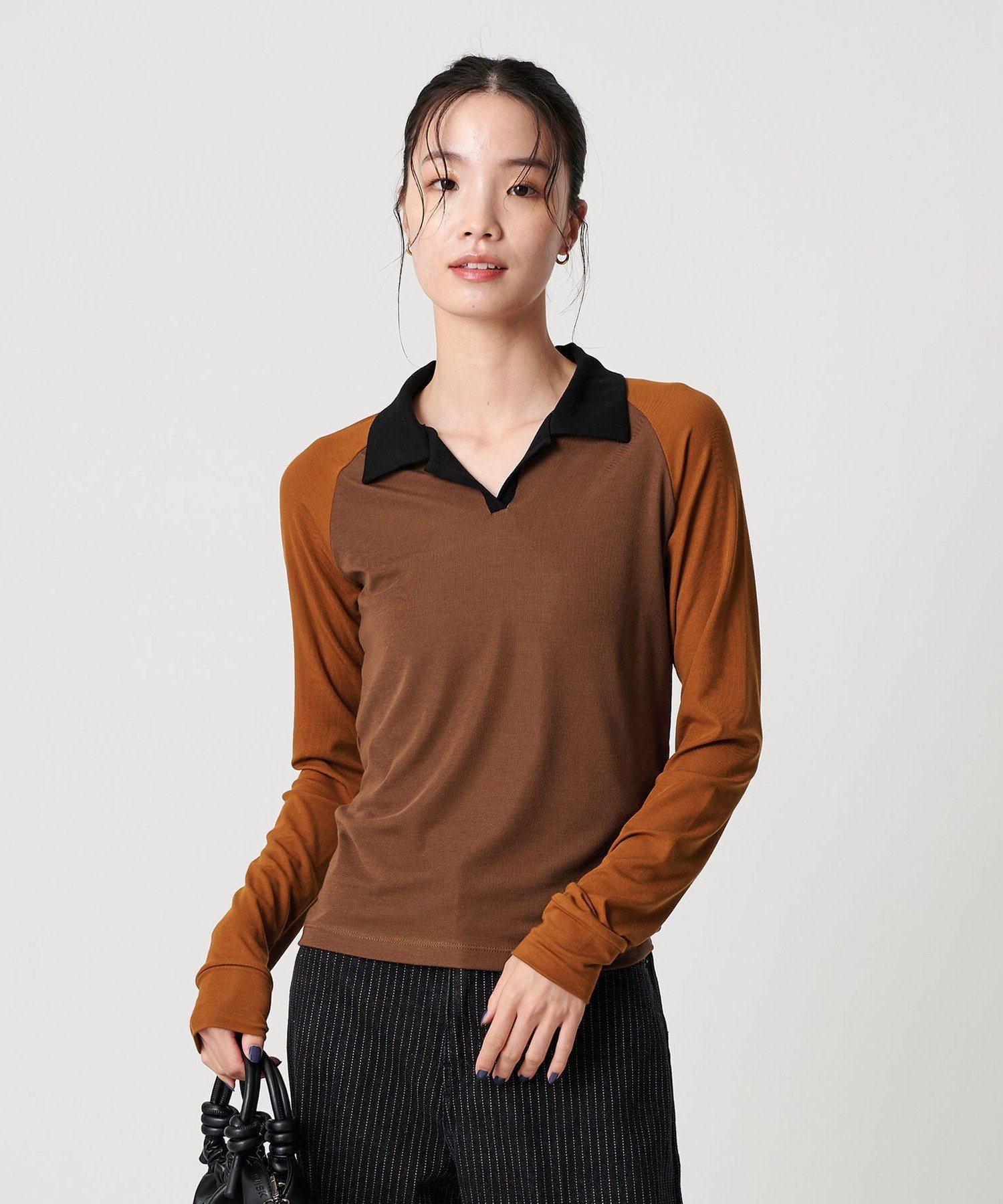【SALE／35%OFF】BEAUTY&YOUTH UNITED ARROWS ＜Girls Department Club＞BI RINGER ロングスリーブTシャツ ユナイテッドアローズ アウトレット トップス カットソー・Tシャツ ブラウン ネイビー【送料無料】 stylife-15696641 Rakuten Fashion サンプル画像3