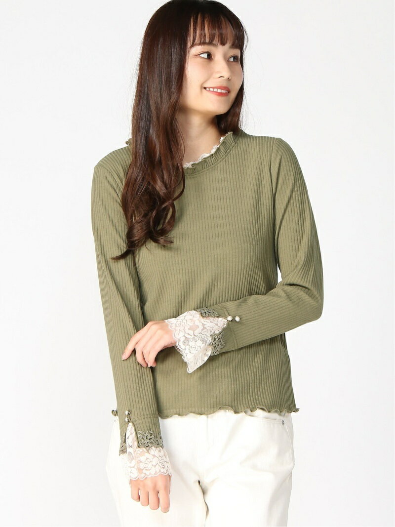 【SALE／60%OFF】axes femme (W)袖口レースデザインインナー アクシーズファム トップス その他のトップス グリーン ブラウン ブラック ホワイトのサムネイル