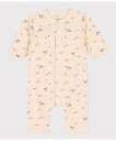 【SALE／30%OFF】PETIT BATEAU ライトスウェットプリント長袖ロンパース プチバトー マタニティウェア・ベビー用品 ロンパース・カバーオール ホワイト【送料無料】