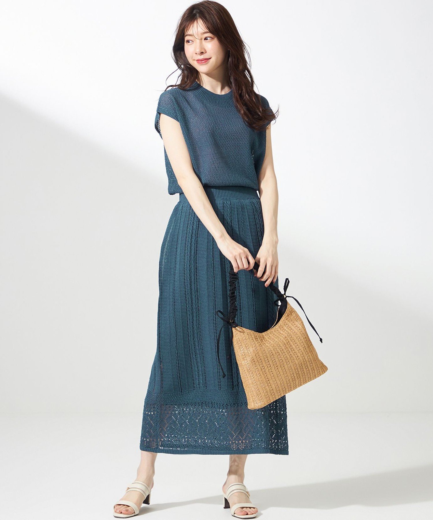 【SALE/30%OFF】any SiS S 【2点セット】ニット セットアップ エニィスィス ジャケット・アウター テーラードジャケット・ブレザー ブラウン ブルー【送料無料】