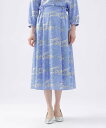 【SALE/40%OFF】TRANS WORK 【イラストレーターコラボ企画】【ウォッシャブル】ビエラ Hamptonsプリントギャザースカート トランスワーク スカート その他のスカート ブルー ベージュ【送料無料】