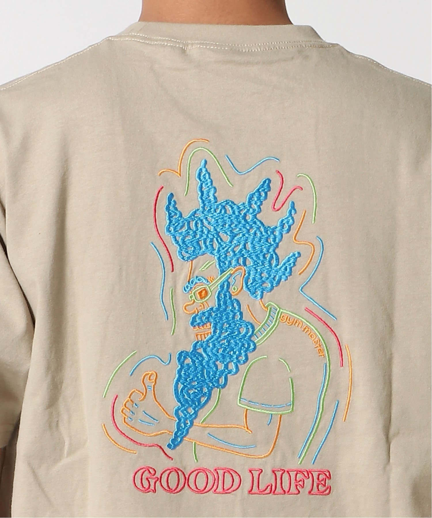 gym master gym master/(U)7.4oz GOOD LIFE刺繍Tee ジムマスター トップス カットソー・Tシャツ ベージュ ブラック ホワイト カーキグリーン