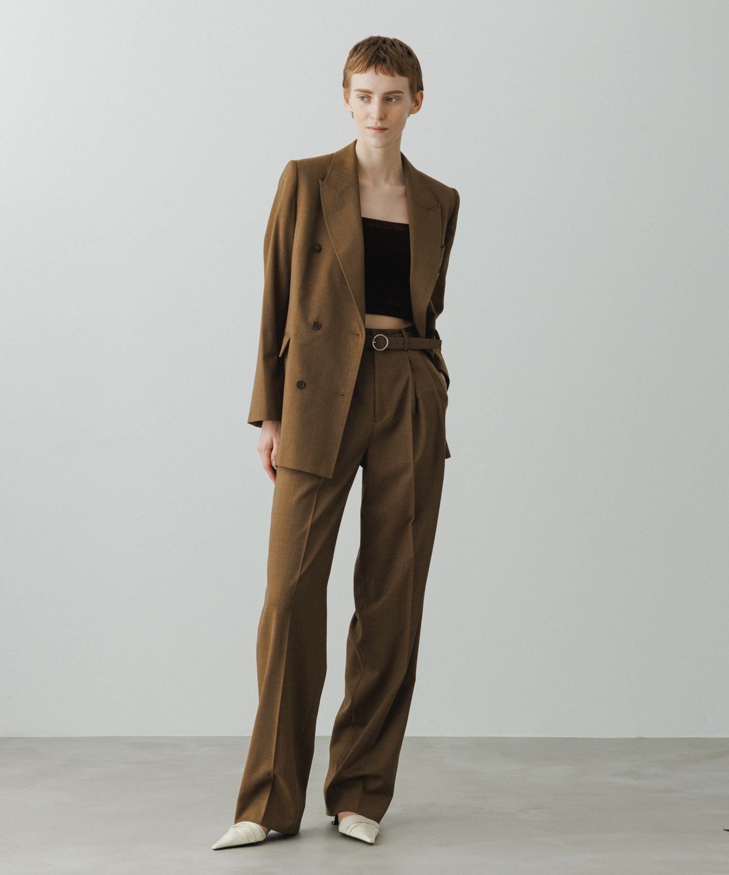 【SALE／50%OFF】ADAM ET ROPE' FEMME 【EMOELLE】ベルテッドスラックス アダムエロペ パンツ スラックス・ドレスパンツ グレー ブラウン【送料無料】
