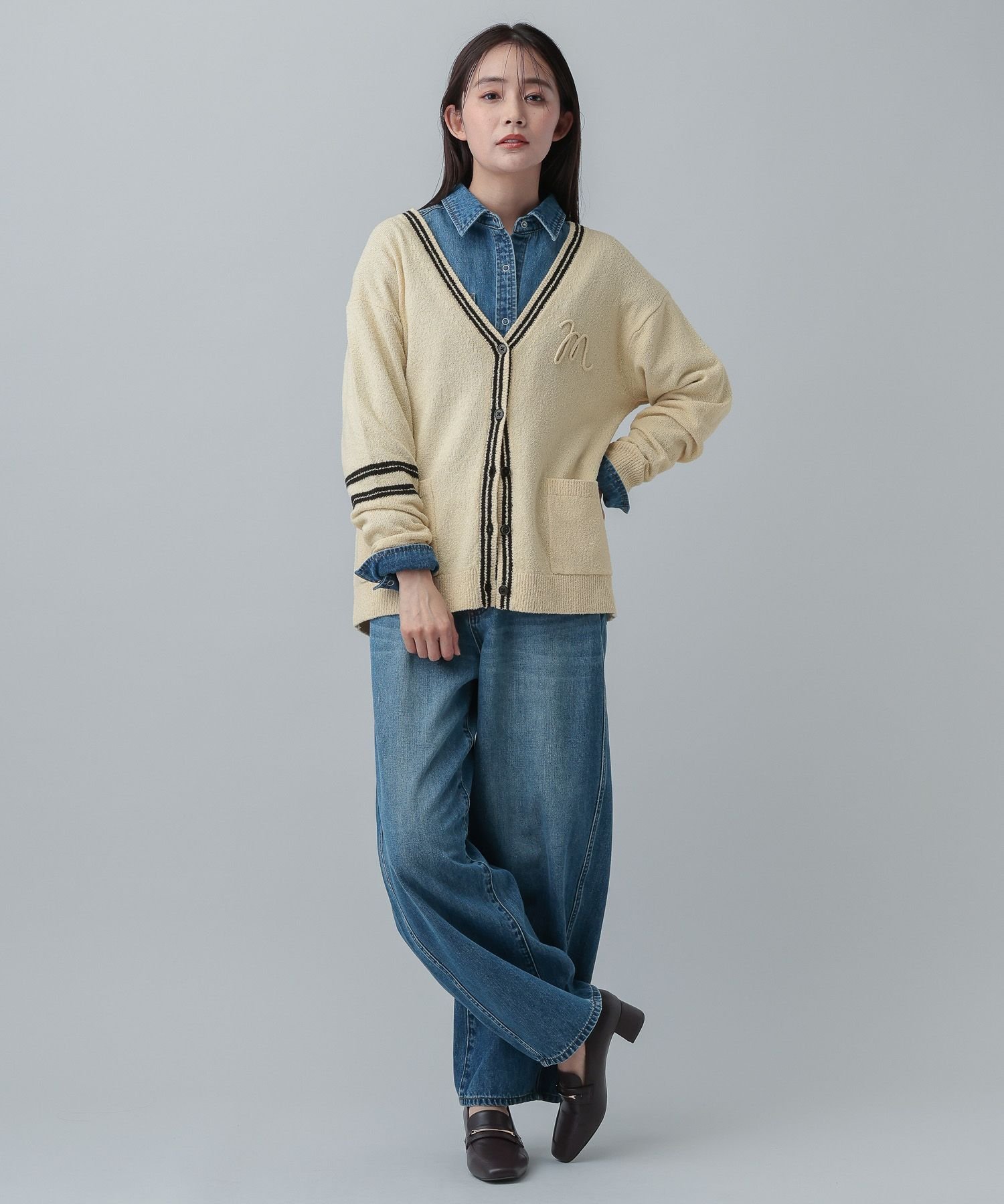 【SALE／70%OFF】GLOBAL WORK MATINEE LINE/ブークレラインVカーディガン/646673 グローバルワーク トップス カーディガン ホワイト ブラック