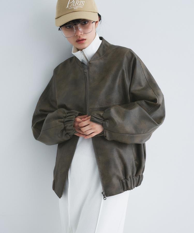 CODE A 【Re】grain zip over blouson コードエー ジャケット・アウター ブルゾン・ジャンパー ブラウン