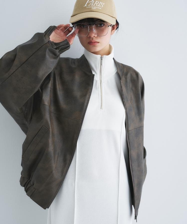 CODE A 【Re】grain zip over blouson コードエー ジャケット・アウター ブルゾン・ジャンパー ブラウン