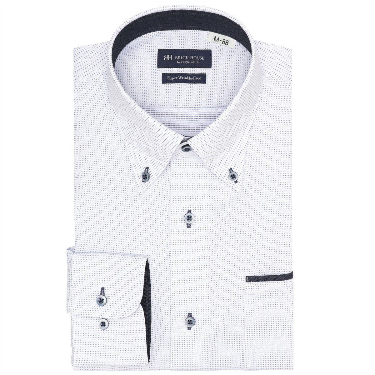 BRICK HOUSE by Tokyo Shirts 【超形態安定】【吸水速乾】 ボタンダウン 長袖 形態安定 ワイシャツ 大きいサイズ BM01K301AA13B3V-12 トーキョーシャツ スーツ・フォーマル Yシャツ・カッターシャツ ブルー【送料無料】