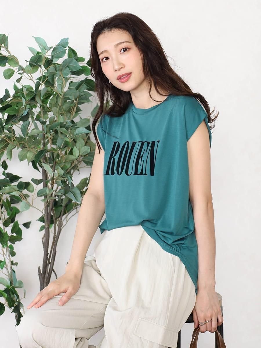 Vin 【セットアップ着用可能】フロッキーロゴドレープトップス ヴァン トップス カットソー・Tシャツ グレー ホワイト