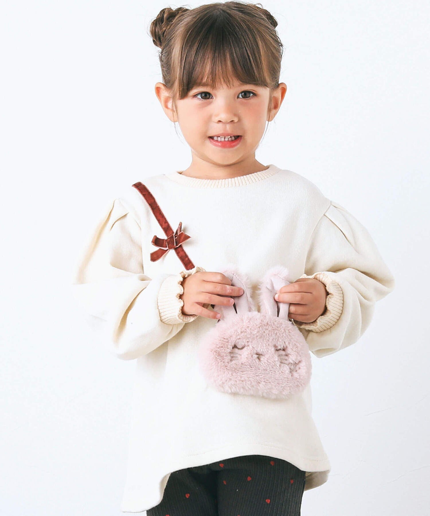 SLAP SLIP アニマルネコウサギファーポシェットトレーナー(80~130cm) ベベ オンライン ストア トップス スウェット・トレーナー ホワイト グレーのサムネイル