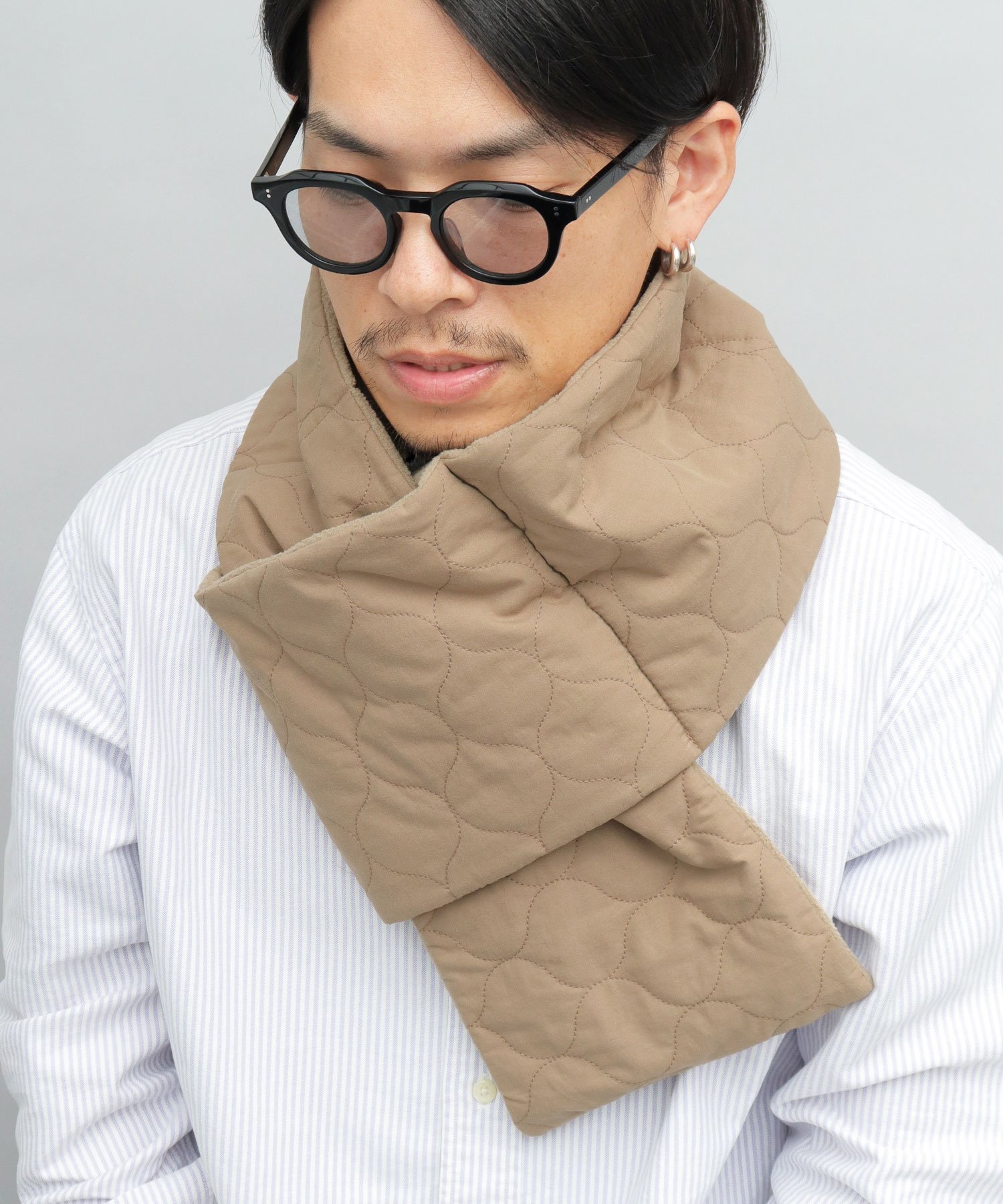 【SALE/10%OFF】Basiquenti マフラー ショートマフラー キルティング メンズ ユニセックス 薄型 差し込み エー.エム.エス. ファッション雑貨 マフラー・ストール・ネックウォーマー ベージュ カーキグリーン ブラック【送料無料】